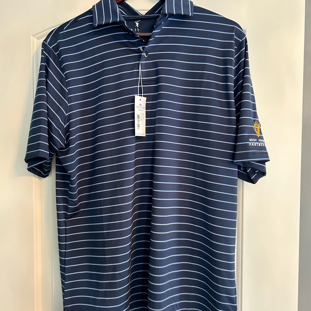 Men's Navy Striped Polo Shirt  NWT